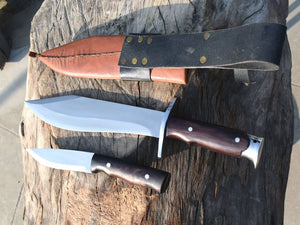 Handmade Bushcraft Set, Big Bowie Chopper knife (10 and 5 Inch Blade) Made in Nepal